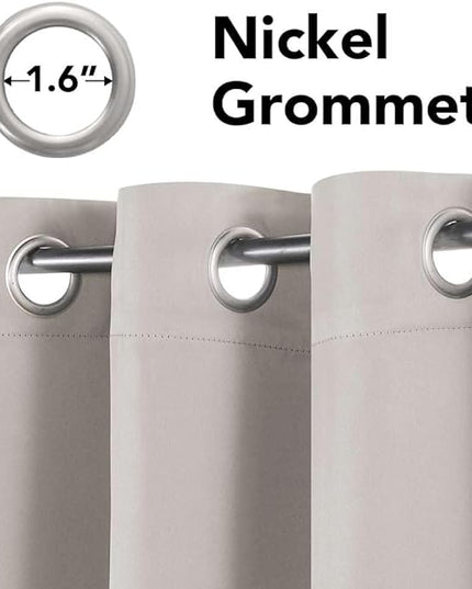 H.VERSAILTEX Premium Blackout Thermal Insulated Room Darkening Curtains for Bedroom/Living Room - Classic Grommet Top (2 Panels, Stone, 52 Inch by 96 Inch)