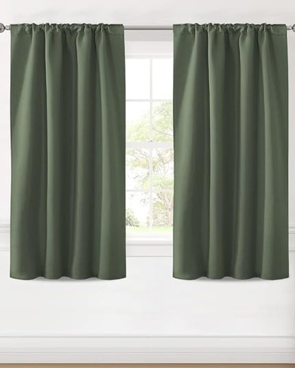 H.VERSAILTEX Blackout Curtains Thermal Insulated Window Treatment Panels Room Darkening Blackout Drapes for Living Room Back Tab/Rod Pocket Bedroom Draperies (2 Panels, Bronze Green, 42 x 54 Inch)