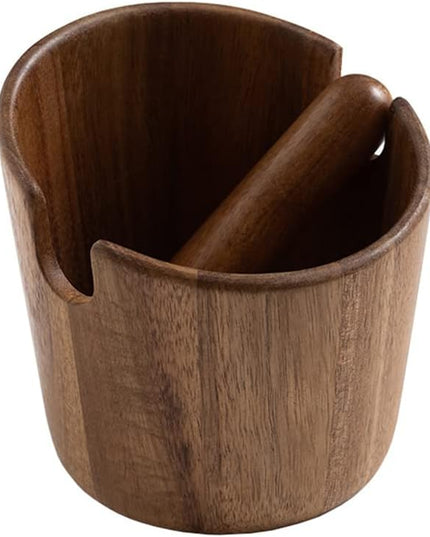 5 inch Coffee Knock Box espresso knock box,Wood Bin for Espresso Machine Coffee Grounds Acacia wood Knock Box Suitable for coffee bar decoration-coffee bar accessories