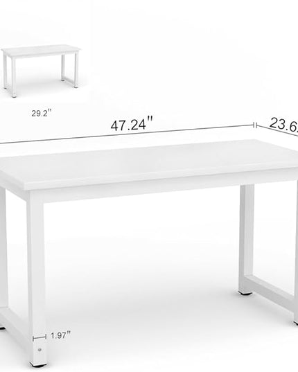 Tribesigns Modern Simple Computer Desk, 47 inch Office Desk Computer Table, Study Writing Study Desk for Home Office, White