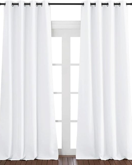 NICETOWN White Room Darkening Curtain 95 inches Long for Living Room - (50% Blackout) Grommet Top Thermal Insulated Window Treatment Sound Reducing Drape for Bedroom (1 Panel, W52 x L95)