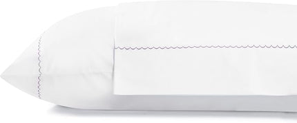 Linen Home 100% Cotton Percale Moon Scallop Hem Pillowcases King Size, Mauve Lavender, 2 Pieces of Pillow Case, Crisp and Cool Strong Bed Linen, 20 inches X 40 inches