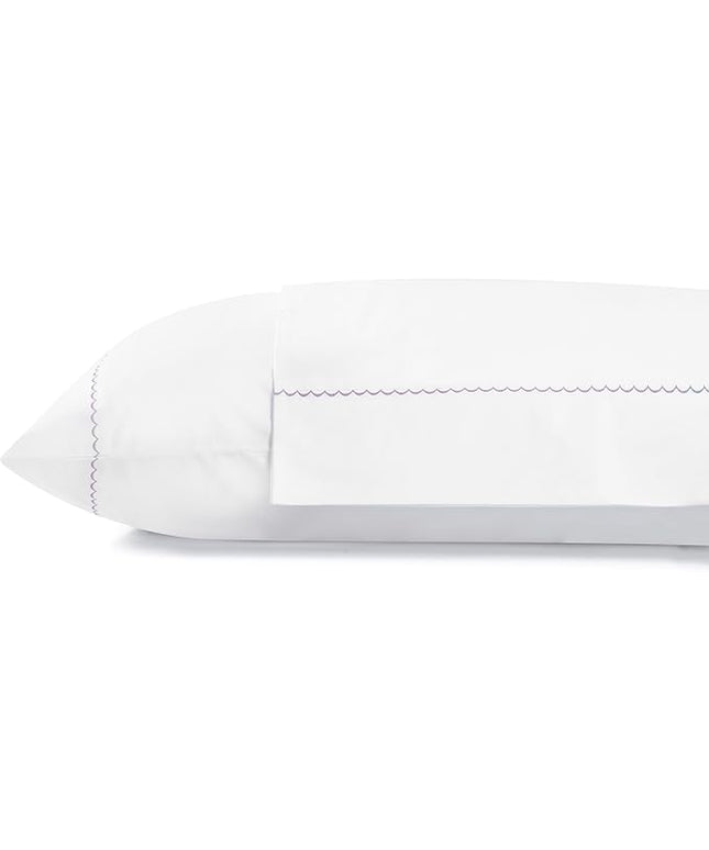 Linen Home 100% Cotton Percale Moon Scallop Hem Pillowcases Queen/Standard Size, Mauve Lavender, 2 Pieces of Pillow Case, Crisp and Cool Strong Bed Linen, 20 inches X 30 inches