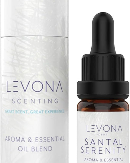 Levona Scent Essential Oils - Scents for Home, Hotel & Office Use - Perfect for Home Diffuser & Humidifiers - Aroma Fragrance Oil, Ideal for Massage, Relaxation, and Spa - Santal Serenity, 10ml