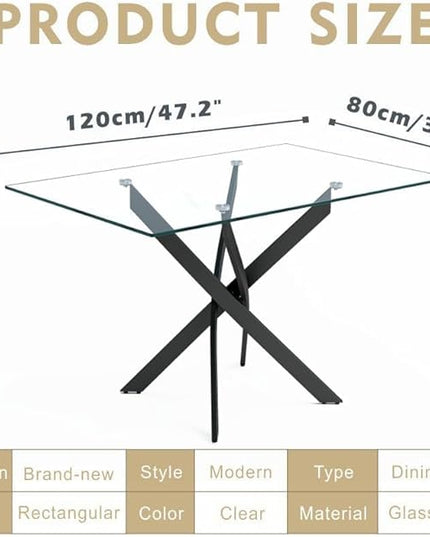 5 Piece Dining Table Table Set, Tempered Glass Dining Table Set for 4 Kitchen Table Set with 4 Chairs for Kitchen Dining Room (Black Table with Grey Chair)