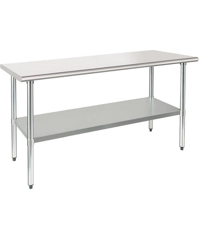 HARDURA Stainless Steel Table 24X60 Inches with Undershelf and Galvanized Legs NSF Heavy Duty Commercial Prep Work Table for Restaurant Kitchen Home and Hotel