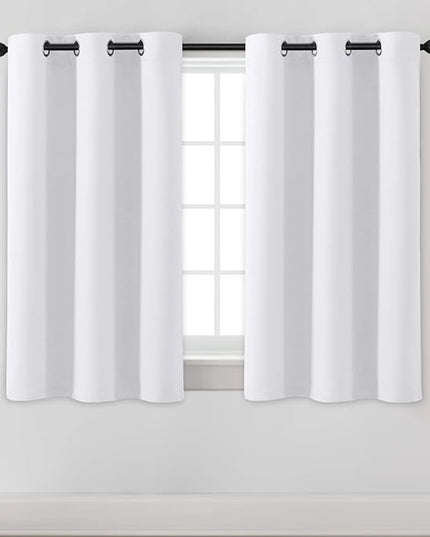 H.VERSAILTEX White Curtains for Bedroom Thermal Insulated Room Darkening Living Room Curtains Grommet Privacy Protection Window Curtain Panels/Drapes for Nursery, 2 Panels, 42x45 Inches, Pure White