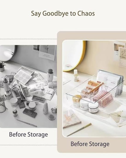 RS ONE Cosmetic storage box | Large-capacity cosmetic box holder, suitable for countertop dressing table and bathroom table storage (Transparent gray)