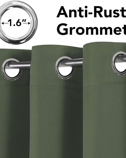 H.VERSAILTEX Blackout Window Treatment Curtains/Panels, Thermal Insulated Room Darkening Solid Grommet Drapes for Bedroom/Living Room Window (52 Inch by 108 Inch, Bronze Green, Set of 2)