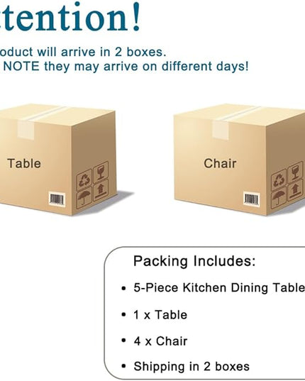 Modern 55'' Grey Wood Dining Table Set - Kitchen Table and Chairs Set of 4, Ideal for Dining Room