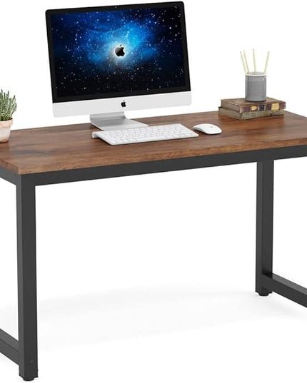 Tribesigns Modern Simple Computer Desk, 47 inch Vintage Office Desk Computer Table, Study Writing Study Desk Workstation for Home Office, Rustic Brown