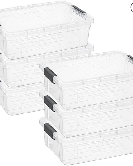Superio Storage Bins with Lids, Clear Plastic Containers for Organizing, Stackable Totes, BPA Free, Odor Free, Organizer Boxes for Home, and Dorm (6 Pack, 22.75 Qt)