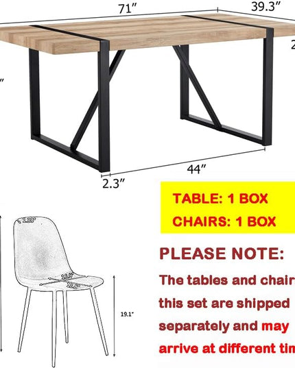 9 Piece Dining Table Set,Modern 71'' Rectangle Wood Kitchen Table and Fabric Dining Chairs Set of 8,Dining Table Set for 8,Ideal for Kitchen Dining Room