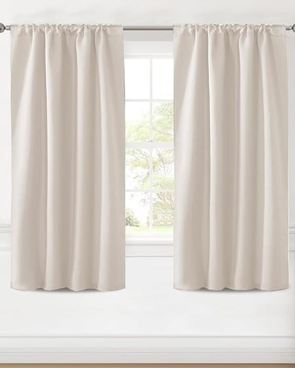 H.VERSAILTEX Blackout Curtains Thermal Insulated Window Treatment Panels Room Darkening Blackout Drapes for Living Room Back Tab/Rod Pocket Bedroom Draperies (2 Panels, Natural, 42 x 63 Inch)
