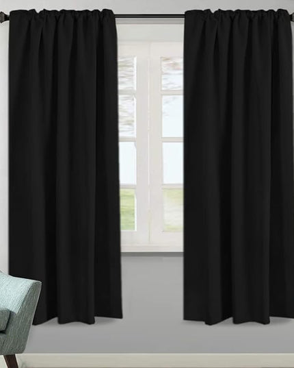 H.VERSAILTEX Blackout Curtains Thermal Insulated Window Treatment Panels Room Darkening Blackout Drapes for Living Room Back Tab/Rod Pocket Bedroom Draperies, 52 x 72 Inch, Jet Black, 2 Panels