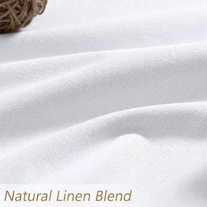 Guken White Linen Blackout Curtains 42 Inch Wide by 84 Inch for Living Room Bedroom Back Tab Thermal Insulated 100% Black Out Linen Drapes Room Darkening Window Curtains White