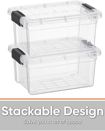 Superio Clear Storage Boxes with Lids, 3.5 Quart Plastic Container Bins for Organizing, Stackable Crates, BPA Free, Non Toxic, Odor Free, Organizers for Home, Office and Dorm, 6 Pack