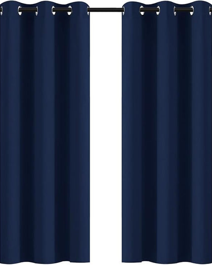 Yakamok 72 Inch Length Blackout Curtains for Bedroom, Thermal Insulated Room Darkening Grommet Top Window Drapes for Living Room,42W x 72L,Navy Blue,2 Panels