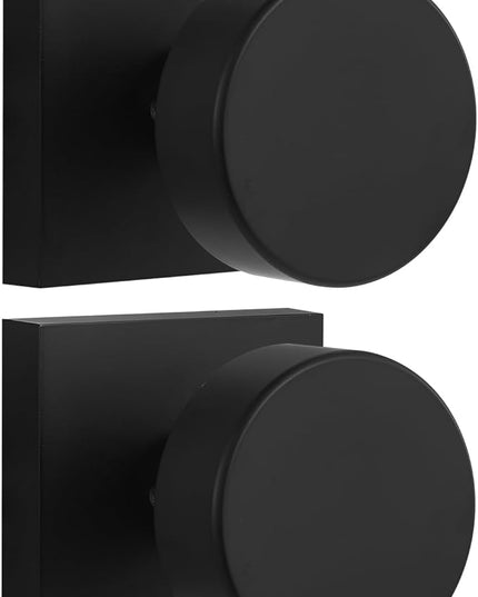 2 Pack Matte Black Dummy Door Knob Interior, Black Interior Door Knobs for Closet Doors and Double French Doors, Square Modern Dummy Door Handle, Heavy Duty Design