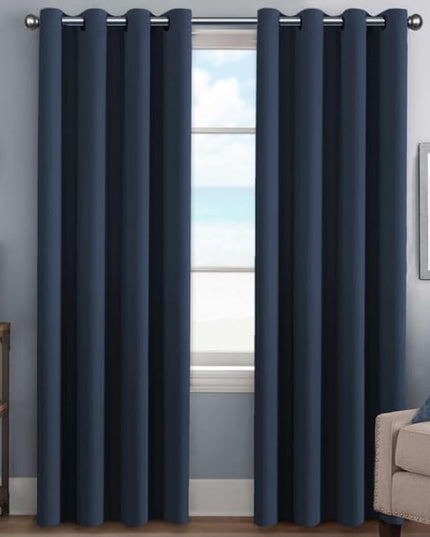 H.VERSAILTEX Ultra Thick and Soft Blackout Curtains for Bedroom, Room Darkening Thermal Insulated Extra Long Curtains/Drapes, Privacy Curtain Panels (52 Inch by 108 Inch, Navy Blue, 2 Panels)