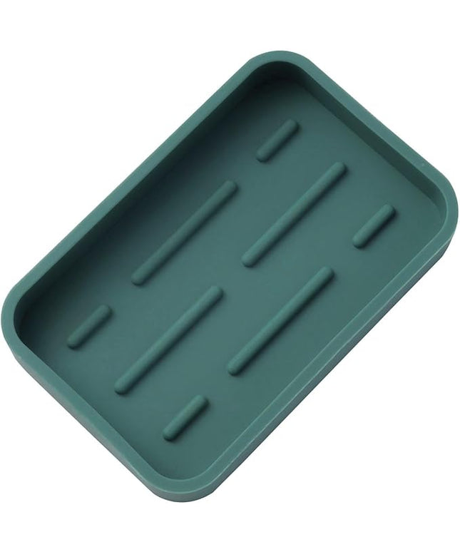 Silicone Kitchen Sink Organizer Tray for Multiple Usage,Easy Clean Sponges Holder for Kitchen Bathroom Counter or Sink,Dish Soap Dispenser,Scrubber,Bottle,Cup Green 4.9”x 3.2”
