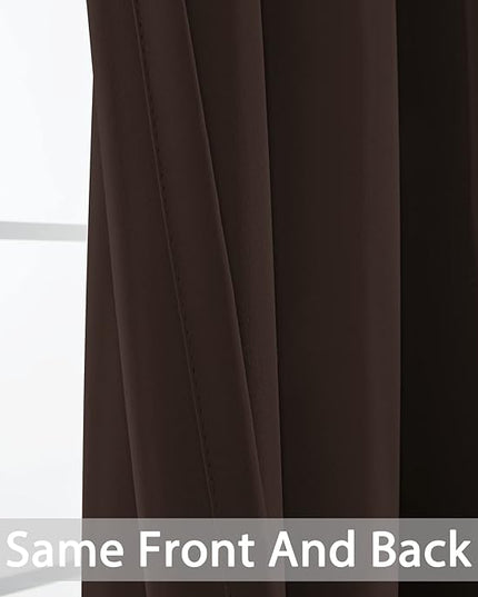 Yakamok Blackout Curtains for Bedroom 2 Panels Set 108 Inch Length Thermal Insulated Room Darkening Dark Black Out Drapery Grommet Window Treatments Drapes for Living Room, 52x108, Chocolate Brown