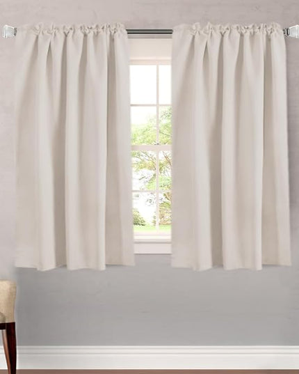 H.VERSAILTEX Blackout Curtains Thermal Insulated Window Treatment Panels Room Darkening Blackout Drapes for Living Room Back Tab/Rod Pocket Bedroom Draperies (2 Panels, Natural, 52 x 54 Inch)
