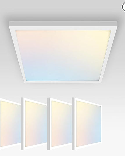 ASD LED 12" Square Flush Mount Ceiling Light Fixture, Low Profile Surface Lighting | 5CCT, Dimmable, Ultra-Thin, ETL Listed | 24W 1700LM 2700-6000K 120V | Kitchen, Hallway Lamp | White, 4 Pack