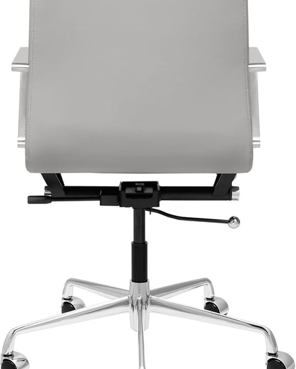 Laura Davidson Furniture SOHO II Padded Management Office Chair - Mid Back Desk Chair with Arm Rest, Swivel & Cushion Availability, Made of Faux Leather, Grey, Computer Chair