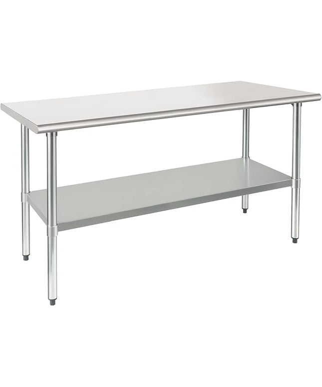 HARDURA Stainless Steel Table 30X60 Inches with Undershelf and Galvanized Legs NSF Heavy Duty Commercial Prep Work Table for Restaurant Kitchen Home and Hotel