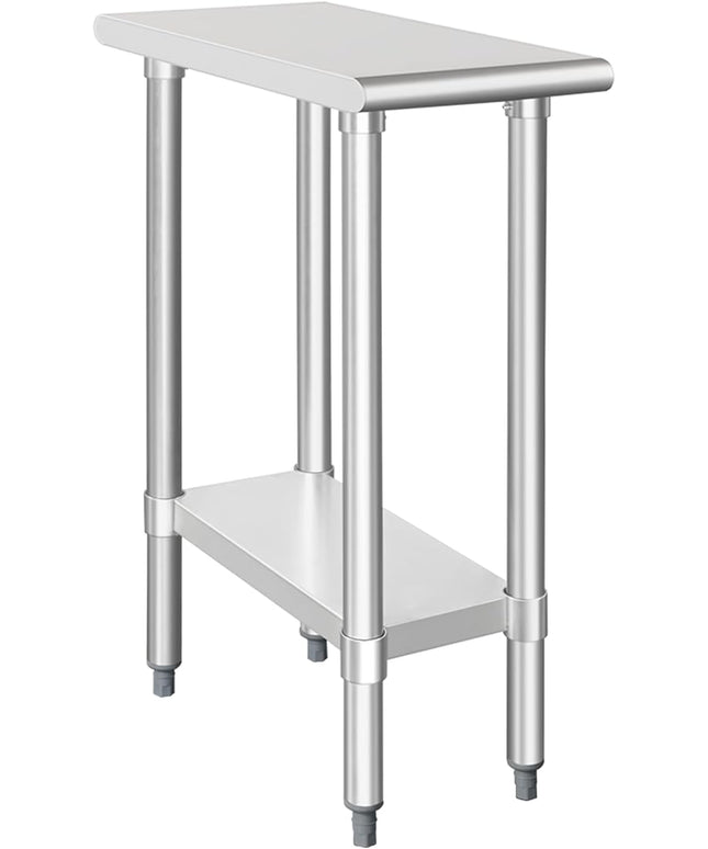 HARDURA Stainless Steel Table 24X12 Inches with Undershelf and Galvanized Legs NSF Heavy Duty Commercial Prep Work Table for Restaurant Kitchen Home and Hotel