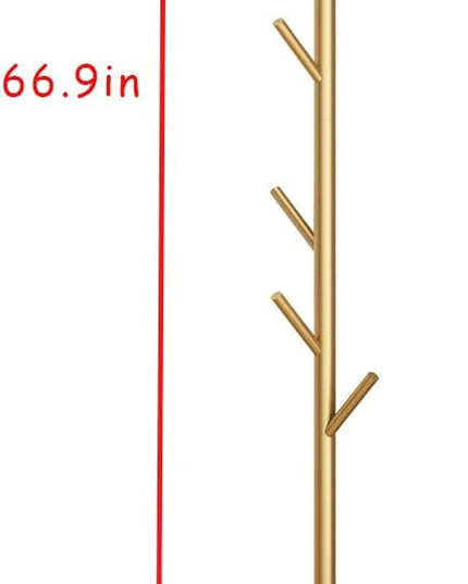 Gold Coat Racks, Metal Coat Rack Freestanding with Hooks, Entryway Coat Rack Stand, Coat Racks with Marble Base, Coat Tree for Hanging Clothes, Hats, Bags