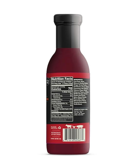 Kosmos Q Cherry Habanero BBQ Sauce, Sweet & Spicy Barbecue Sauce with Tart Cherries & Habanero Heat for Ribs, Pork, Chicken, & Brisket, BBQ Glaze with Real Sugar & Cherry Juice, Gluten Free, 15.5 Oz