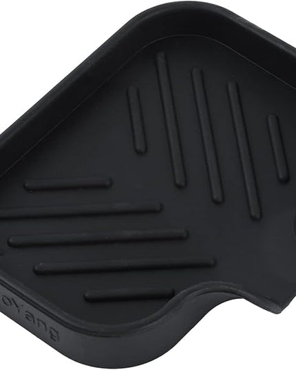 Silicone Bathroom Soap Dishes with Drain Spout-Bathroom and Kitchen Sink Organizer,Sponge Holder,Dish Soap Tray,Perfect for Dispenser,Scrubber,Bottle,Cup on Sink or Counter-Black 4.9"×3.2"