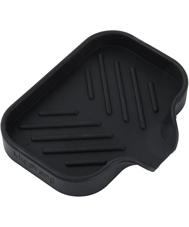 Silicone Bathroom Soap Dishes with Drain Spout-Bathroom and Kitchen Sink Organizer,Sponge Holder,Dish Soap Tray,Perfect for Dispenser,Scrubber,Bottle,Cup on Sink or Counter-Black 4.9"×3.2"