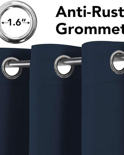 H.VERSAILTEX Blackout Curtains for Bedroom Thermal Insulated Room Darkening Living Room Curtains 84 Inch Long Grommet Privacy Protection Window Curtain Panels/Drapes for Nursery, 2 Panels, Navy Blue