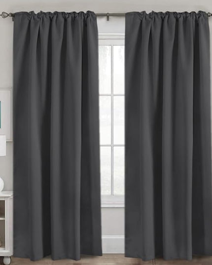 H.VERSAILTEX Blackout Curtains Thermal Insulated Window Treatment Panels Room Darkening Blackout Drapes for Living Room Back Tab/Rod Pocket Bedroom Draperies, 52 x 96 Inch, Charcoal Gray, 2 Panels