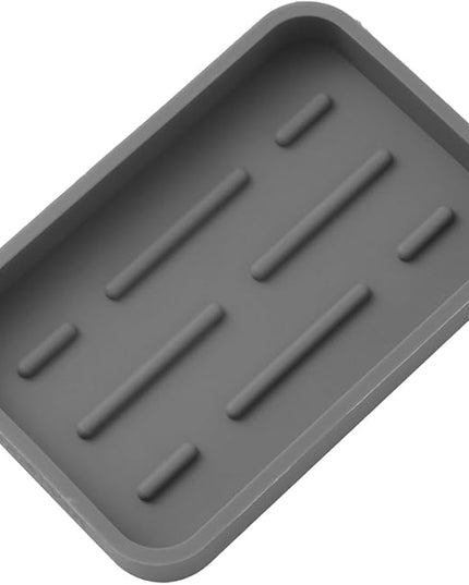 Silicone Kitchen Sink Organizer Tray for Multiple Usage,Easy Clean Sponges Holder for Kitchen Bathroom Counter or Sink,Dish Soap Dispenser,Scrubber,Bottle,Cup Grey 4.9”x 3.2”