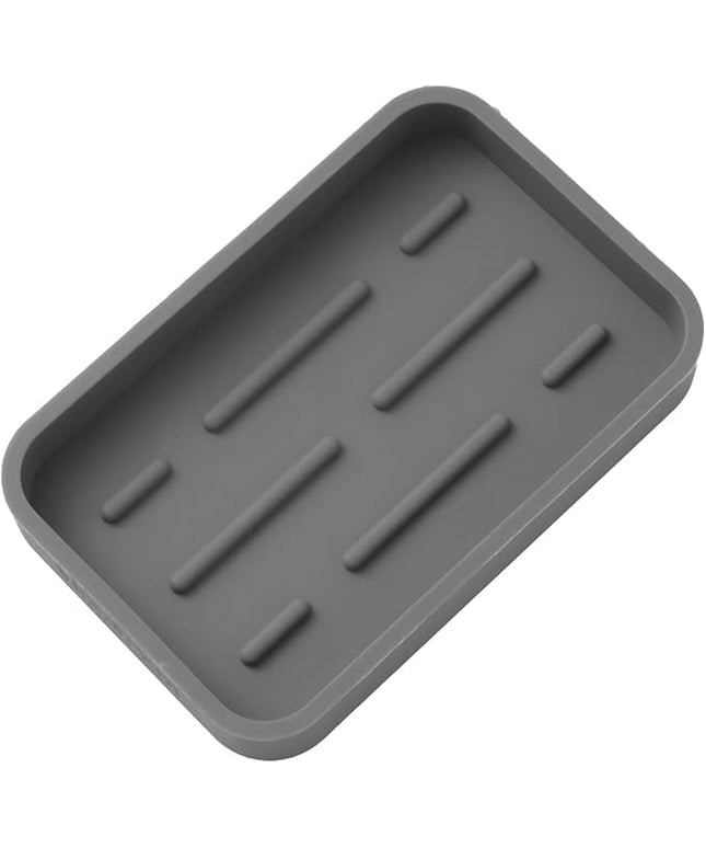 Silicone Kitchen Sink Organizer Tray for Multiple Usage,Easy Clean Sponges Holder for Kitchen Bathroom Counter or Sink,Dish Soap Dispenser,Scrubber,Bottle,Cup Grey 4.9”x 3.2”