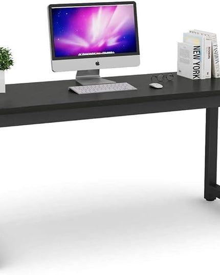 Tribesigns Modern Computer Desk, 63 inch Large Office Desk Computer Table Study Writing Desk Workstation for Home Office, Black Metal Frame
