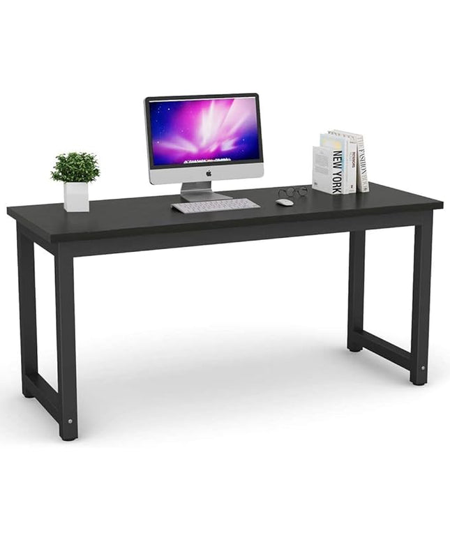 Tribesigns Modern Computer Desk, 63 inch Large Office Desk Computer Table Study Writing Desk Workstation for Home Office, Black Metal Frame