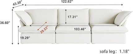 JACH Modern Modular Cloud Sectional Couch, 3 Seat Comfy Convertible Sectional Sofas Couches, Cushion Covers Removable, Two Corners and One Middle Sofa for Living Room (White)