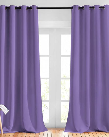 NICETOWN Thick Blackout Curtain and Drapes - (52 x 108, Lilac Purple, Pack of 2) Thermal Insulated Grommet Top Window Draperies for Bedroom, Block Out Light Curtain Panel