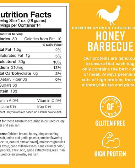 Chef's Cut Real Smoked Chicken Breast Honey Barbecue Jerky, 14 Ounce