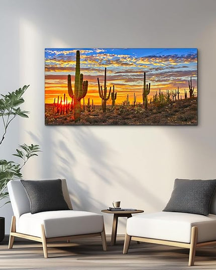 Canvas Wall Art for living room cactus plant Landscape painting bathroom Wall Decor Ready to Hang Home Decorations bedroom kitchen inspirational Canvas prints posters painting wall mural Artwork