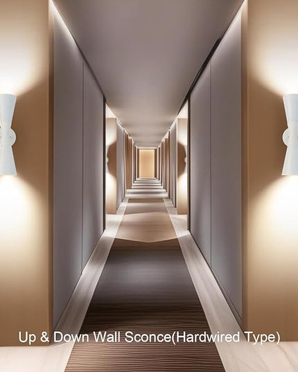 Modern Indoor Wall Sconce, Light Up and Down White Wall Sconce, Mid Century Indoor Wall Light Fixture, Hardwired Wall Mounted Lamp for Living Room, Bathroom, Bedroom, Hallway, 18 Inch