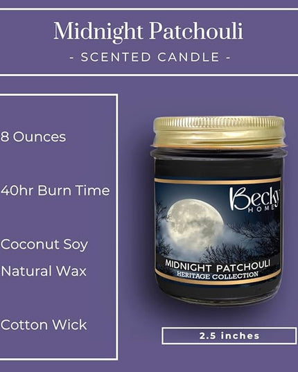 8oz Patchouli Scented Candles for Home, 45 Hrs Soy Wax Candle for Stress Relief, House Aromatherapy Candle Fall Gifts for Men and Women