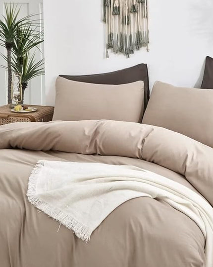 CLOTHKNOW Khaki Queen Comforter Set Cream Coffee Bedding Comforter Sets Soft Taupe Queen Comforter All Season Wheat Tan Comforter Sets Queen