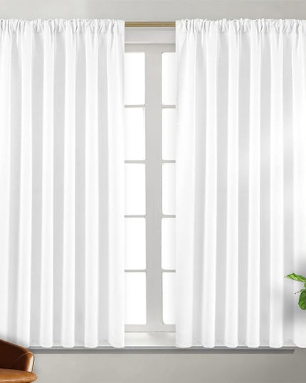 BGment Rod Pocket and Back Tab Blackout Curtains for Bedroom - Thermal Insulated Room Darkening Curtains for Living Room, Set of 2 Panels (52 x 45 Inch, Pure White)