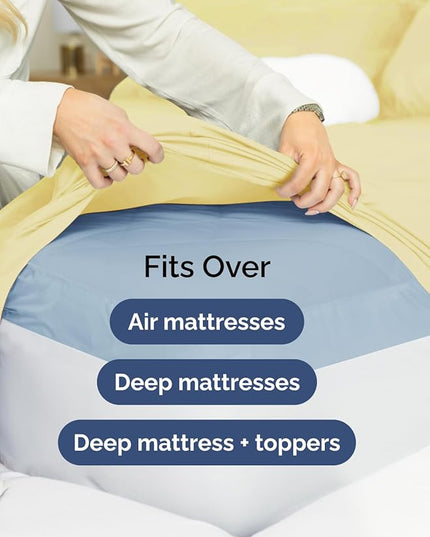 Extra Deep Queen Sheet Set - 6 Piece Breathable & Cooling Sheets - Hotel Luxury Bed Sheets Set - Easy & Secure Fit - Soft, Wrinkle Free & Comfy Sheets Set - Yellow Sheet Set with Extra Deep Pockets